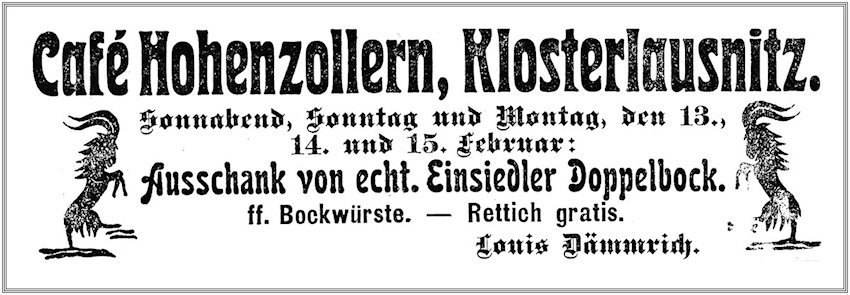 Anzeige aus dem Jahr 1909 